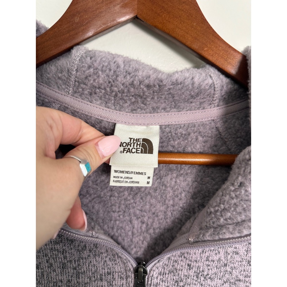 The North Face Crescent Hooded Pullover Womens Medium Purple EUC Sweater Fleece - Picture 3 of 11